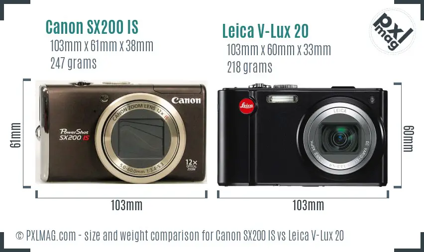 Canon SX200 IS vs Leica V-Lux 20 size comparison
