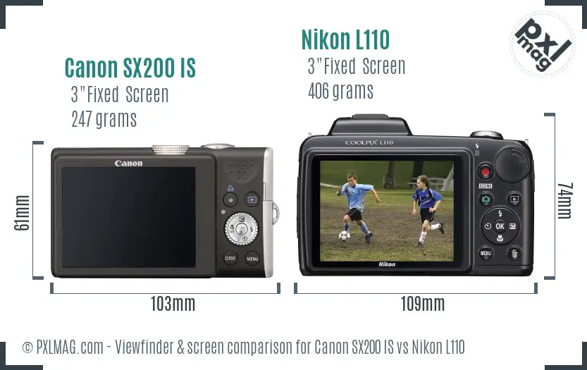 Canon SX200 IS vs Nikon L110 Screen and Viewfinder comparison