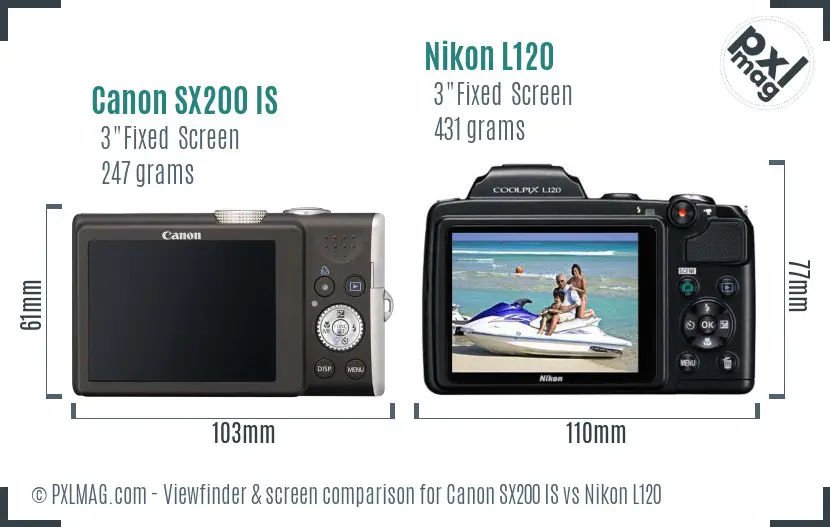 Canon SX200 IS vs Nikon L120 Screen and Viewfinder comparison Canon SX200 IS vs Nikon L120 Screen and Viewfinder comparison
