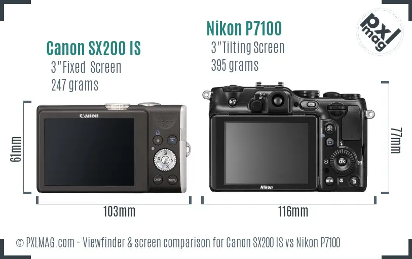 Canon SX200 IS vs Nikon P7100 Screen and Viewfinder comparison