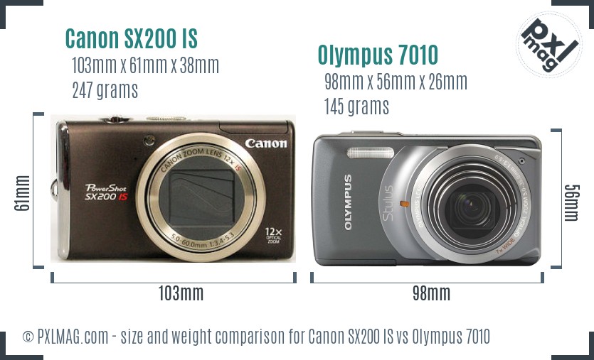 Canon SX200 IS vs Olympus 7010 size comparison