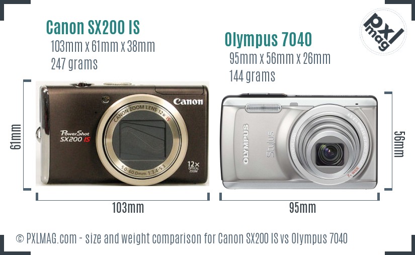 Canon SX200 IS vs Olympus 7040 size comparison Canon SX200 IS vs Olympus 7040 size comparison