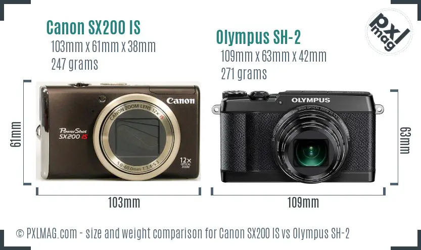 Canon SX200 IS vs Olympus SH-2 size comparison