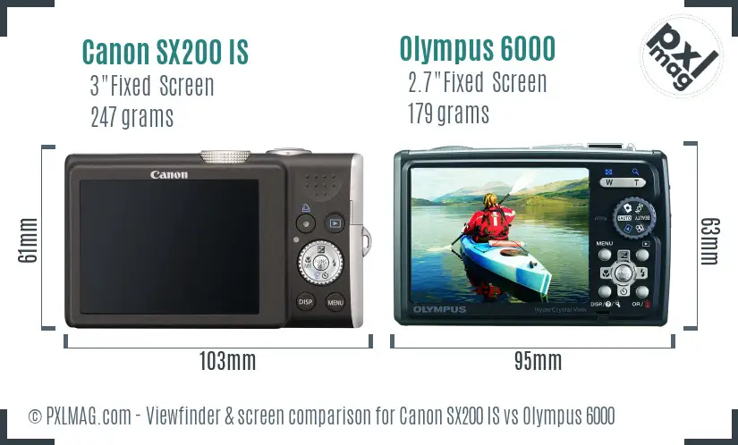 Canon SX200 IS vs Olympus 6000 Screen and Viewfinder comparison Canon SX200 IS vs Olympus 6000 Screen and Viewfinder comparison