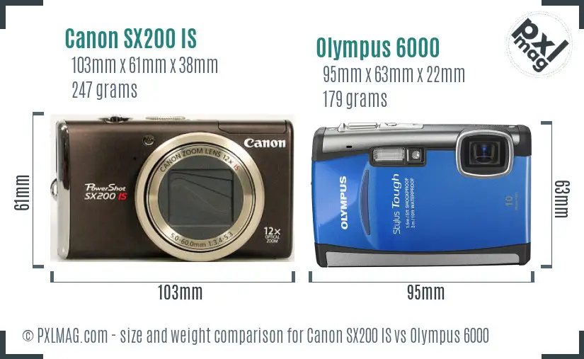 Canon SX200 IS vs Olympus 6000 size comparison Canon SX200 IS vs Olympus 6000 size comparison