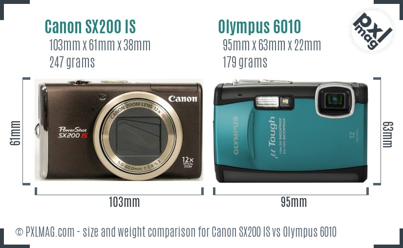Canon SX200 IS vs Olympus 6010 size comparison