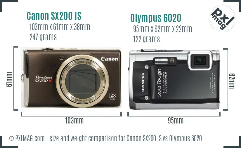 Canon SX200 IS vs Olympus 6020 size comparison Canon SX200 IS vs Olympus 6020 size comparison
