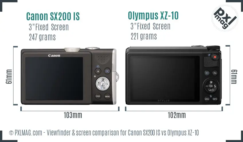 Canon SX200 IS vs Olympus XZ-10 Screen and Viewfinder comparison Canon SX200 IS vs Olympus XZ-10 Screen and Viewfinder comparison