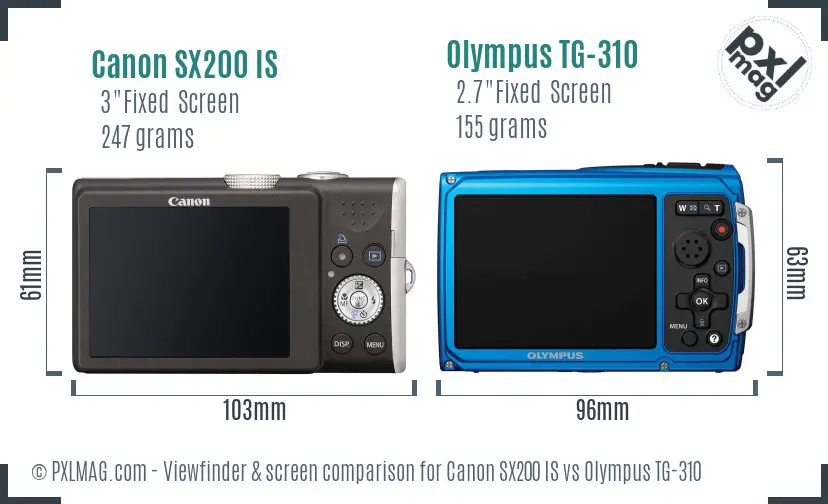 Canon SX200 IS vs Olympus TG-310 Screen and Viewfinder comparison Canon SX200 IS vs Olympus TG-310 Screen and Viewfinder comparison