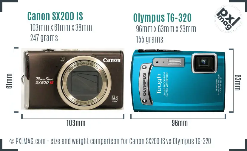 Canon SX200 IS vs Olympus TG-320 size comparison