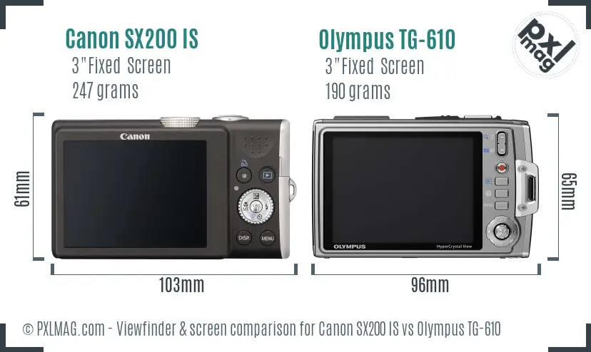 Canon SX200 IS vs Olympus TG-610 Screen and Viewfinder comparison Canon SX200 IS vs Olympus TG-610 Screen and Viewfinder comparison