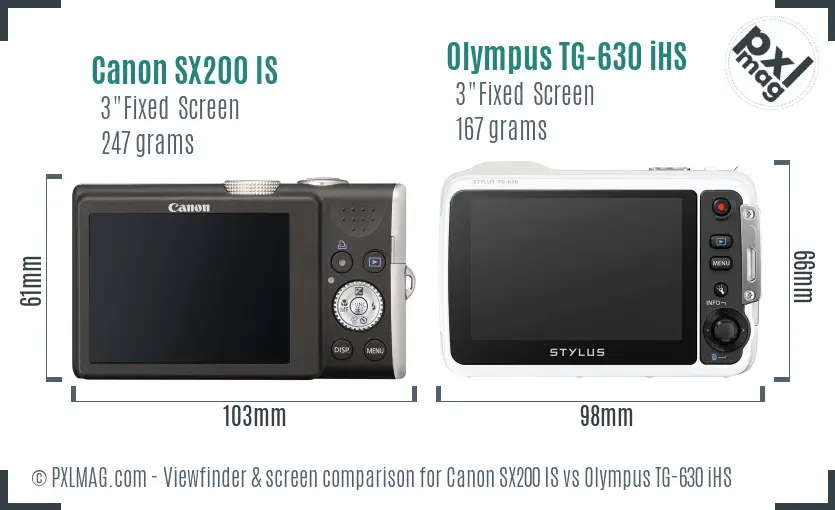 Canon SX200 IS vs Olympus TG-630 iHS Screen and Viewfinder comparison Canon SX200 IS vs Olympus TG-630 iHS Screen and Viewfinder comparison