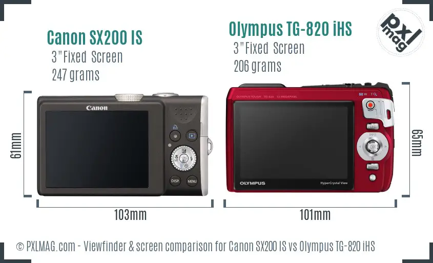 Canon SX200 IS vs Olympus TG-820 iHS Screen and Viewfinder comparison Canon SX200 IS vs Olympus TG-820 iHS Screen and Viewfinder comparison