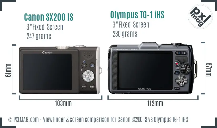 Canon SX200 IS vs Olympus TG-1 iHS Screen and Viewfinder comparison