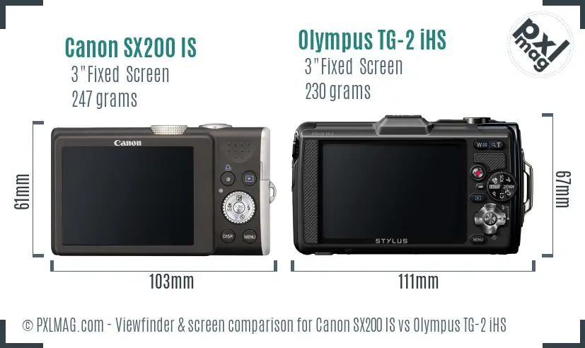 Canon SX200 IS vs Olympus TG-2 iHS Screen and Viewfinder comparison Canon SX200 IS vs Olympus TG-2 iHS Screen and Viewfinder comparison