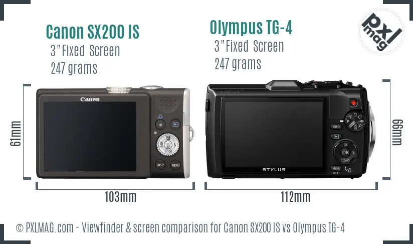 Canon SX200 IS vs Olympus TG-4 Screen and Viewfinder comparison Canon SX200 IS vs Olympus TG-4 Screen and Viewfinder comparison