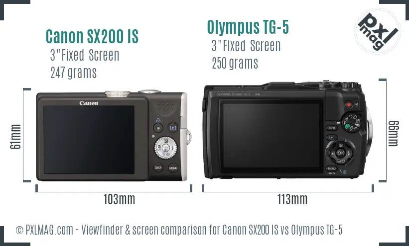Canon SX200 IS vs Olympus TG-5 Screen and Viewfinder comparison Canon SX200 IS vs Olympus TG-5 Screen and Viewfinder comparison