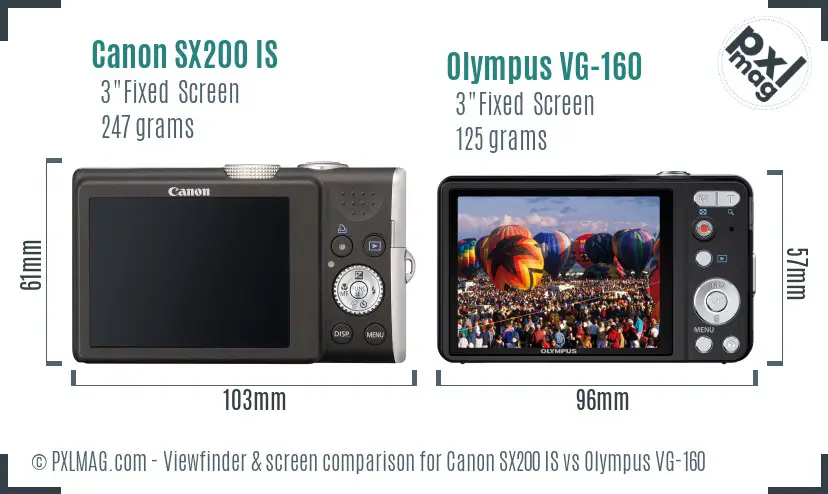 Canon SX200 IS vs Olympus VG-160 Screen and Viewfinder comparison Canon SX200 IS vs Olympus VG-160 Screen and Viewfinder comparison