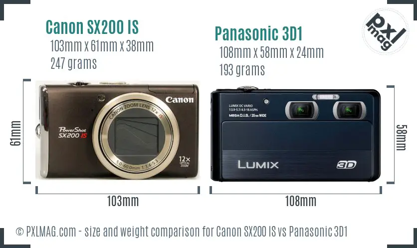 Canon SX200 IS vs Panasonic 3D1 size comparison