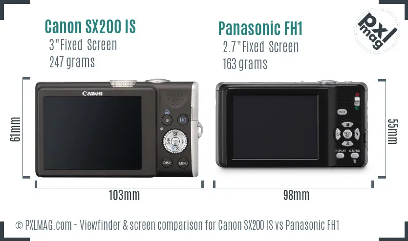 Canon SX200 IS vs Panasonic FH1 Screen and Viewfinder comparison Canon SX200 IS vs Panasonic FH1 Screen and Viewfinder comparison