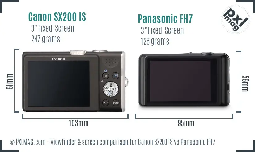 Canon SX200 IS vs Panasonic FH7 Screen and Viewfinder comparison Canon SX200 IS vs Panasonic FH7 Screen and Viewfinder comparison