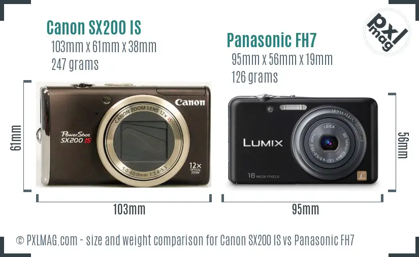 Canon SX200 IS vs Panasonic FH7 size comparison Canon SX200 IS vs Panasonic FH7 size comparison