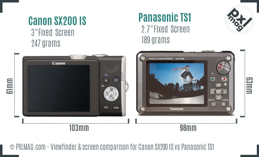 Canon SX200 IS vs Panasonic TS1 Screen and Viewfinder comparison