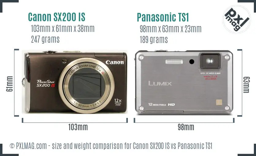 Canon SX200 IS vs Panasonic TS1 size comparison