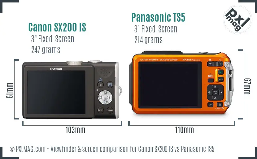 Canon SX200 IS vs Panasonic TS5 Screen and Viewfinder comparison Canon SX200 IS vs Panasonic TS5 Screen and Viewfinder comparison