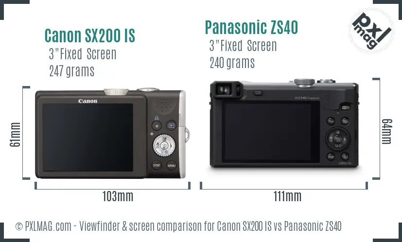 Canon SX200 IS vs Panasonic ZS40 Screen and Viewfinder comparison Canon SX200 IS vs Panasonic ZS40 Screen and Viewfinder comparison