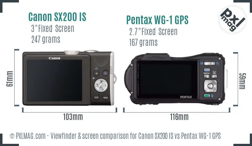 Canon SX200 IS vs Pentax WG-1 GPS Screen and Viewfinder comparison Canon SX200 IS vs Pentax WG-1 GPS Screen and Viewfinder comparison