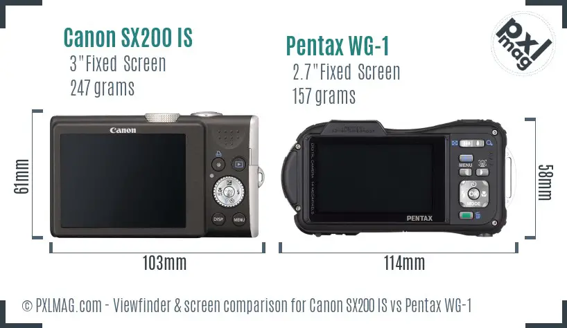 Canon SX200 IS vs Pentax WG-1 Screen and Viewfinder comparison