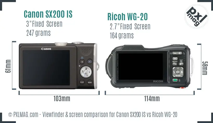 Canon SX200 IS vs Ricoh WG-20 Screen and Viewfinder comparison Canon SX200 IS vs Ricoh WG-20 Screen and Viewfinder comparison