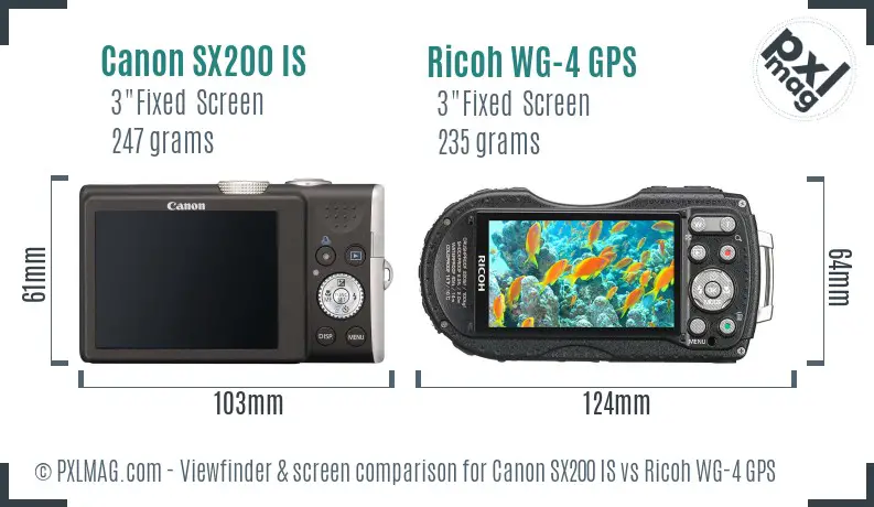 Canon SX200 IS vs Ricoh WG-4 GPS Screen and Viewfinder comparison Canon SX200 IS vs Ricoh WG-4 GPS Screen and Viewfinder comparison