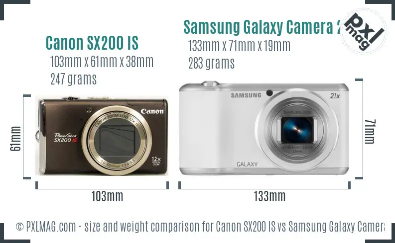 Canon SX200 IS vs Samsung Galaxy Camera 2 size comparison