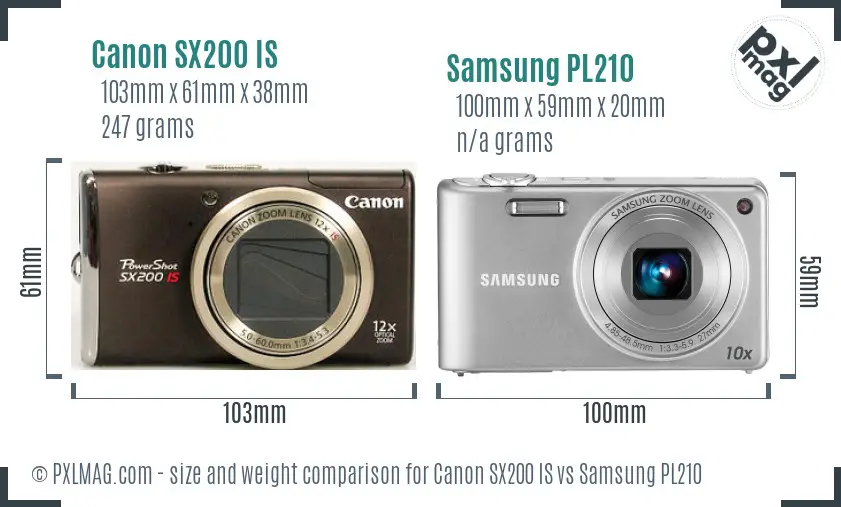 Canon SX200 IS vs Samsung PL210 size comparison