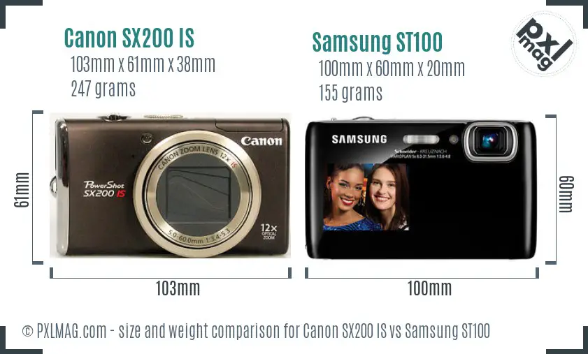 Canon SX200 IS vs Samsung ST100 size comparison