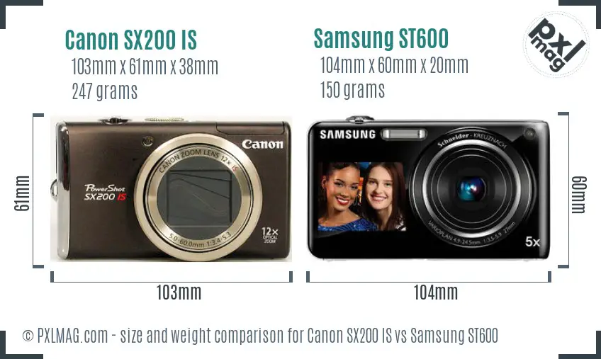 Canon SX200 IS vs Samsung ST600 size comparison