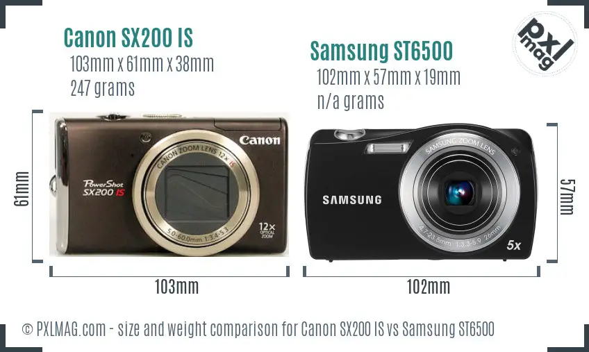 Canon SX200 IS vs Samsung ST6500 size comparison