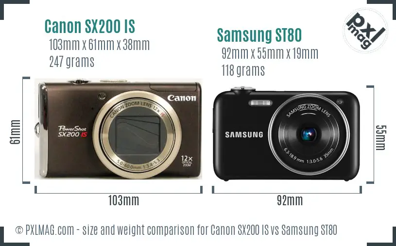 Canon SX200 IS vs Samsung ST80 size comparison