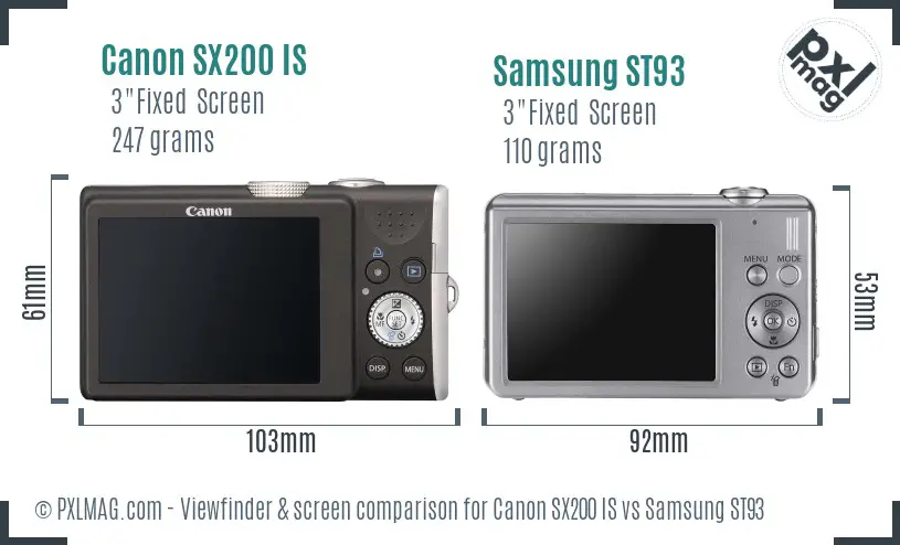 Canon SX200 IS vs Samsung ST93 Screen and Viewfinder comparison Canon SX200 IS vs Samsung ST93 Screen and Viewfinder comparison