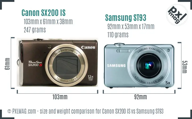 Canon SX200 IS vs Samsung ST93 size comparison