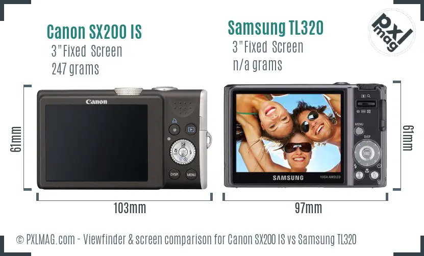 Canon SX200 IS vs Samsung TL320 Screen and Viewfinder comparison Canon SX200 IS vs Samsung TL320 Screen and Viewfinder comparison