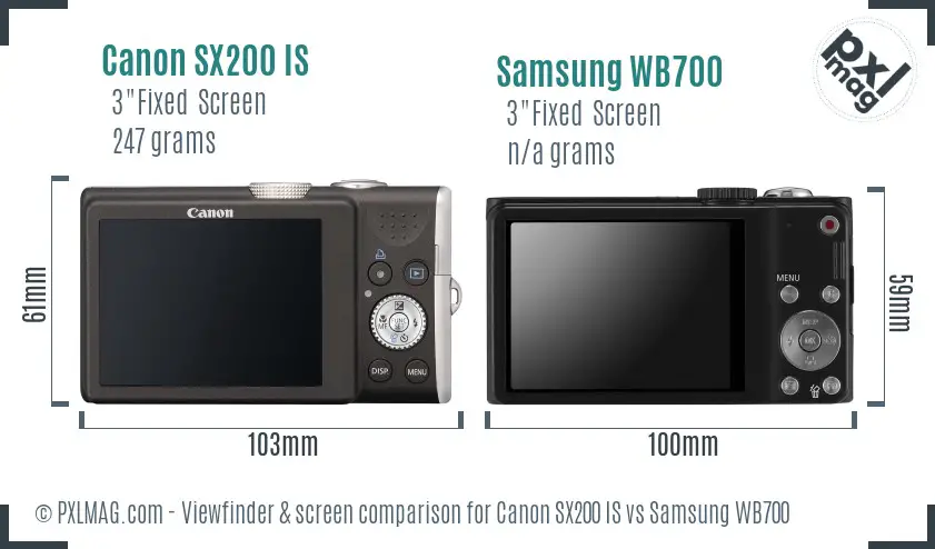 Canon SX200 IS vs Samsung WB700 Screen and Viewfinder comparison Canon SX200 IS vs Samsung WB700 Screen and Viewfinder comparison