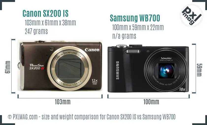 Canon SX200 IS vs Samsung WB700 size comparison Canon SX200 IS vs Samsung WB700 size comparison