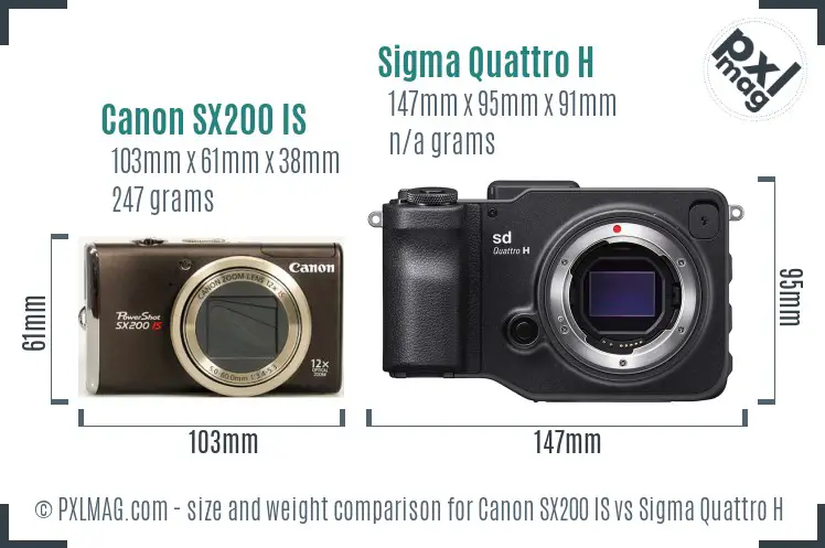 Canon SX200 IS vs Sigma Quattro H size comparison Canon SX200 IS vs Sigma Quattro H size comparison