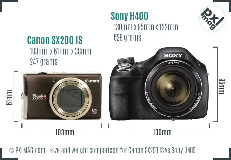 Canon SX200 IS vs Sony H400 size comparison Canon SX200 IS vs Sony H400 size comparison