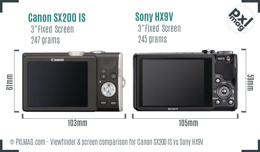 Canon SX200 IS vs Sony HX9V Screen and Viewfinder comparison Canon SX200 IS vs Sony HX9V Screen and Viewfinder comparison