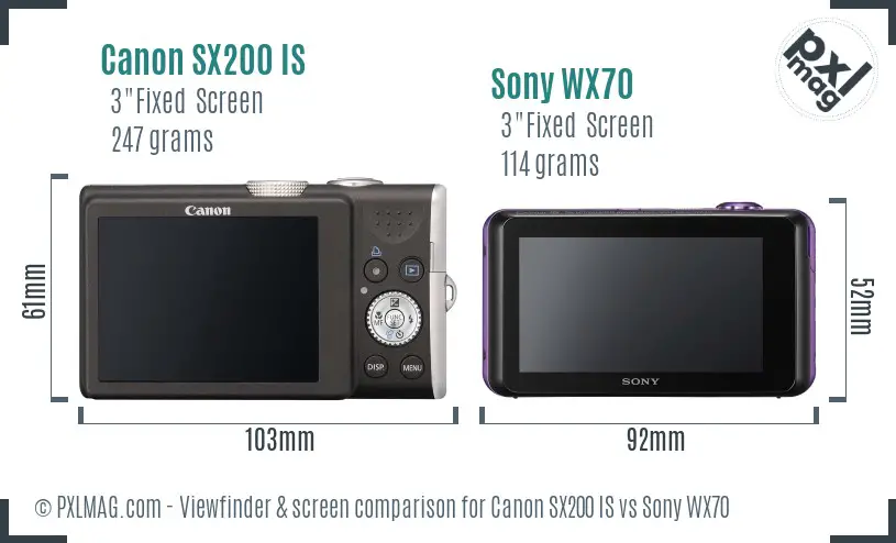 Canon SX200 IS vs Sony WX70 Screen and Viewfinder comparison Canon SX200 IS vs Sony WX70 Screen and Viewfinder comparison