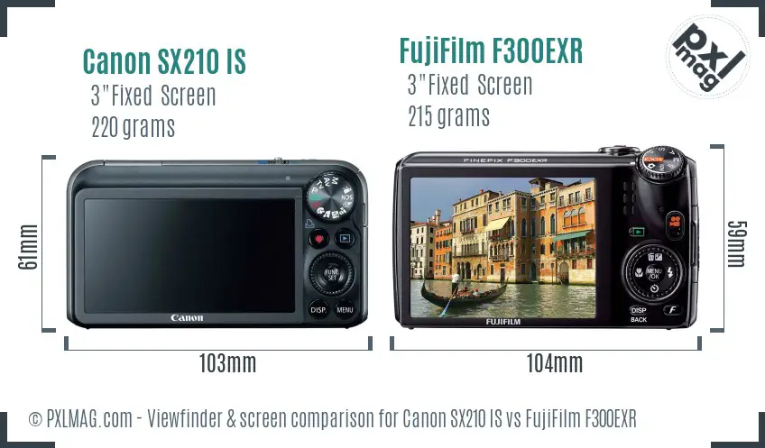 Canon SX210 IS vs FujiFilm F300EXR Screen and Viewfinder comparison Canon SX210 IS vs FujiFilm F300EXR Screen and Viewfinder comparison